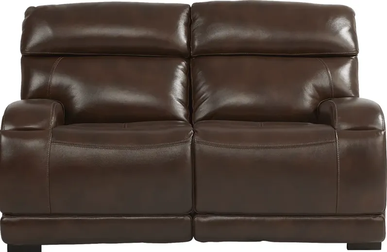 Burgio Brown Leather Loveseat