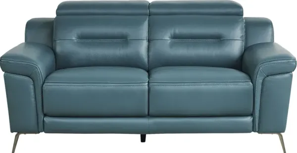 Castella Teal Leather Loveseat