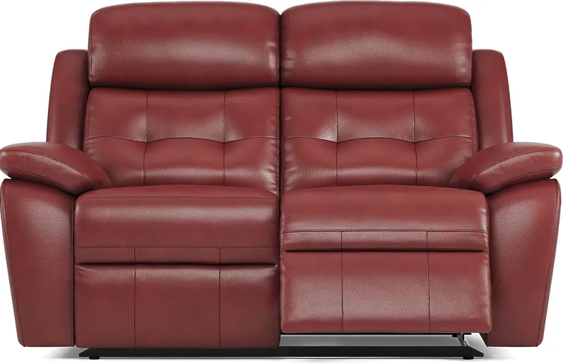 Antonin Red Leather Reclining Loveseat