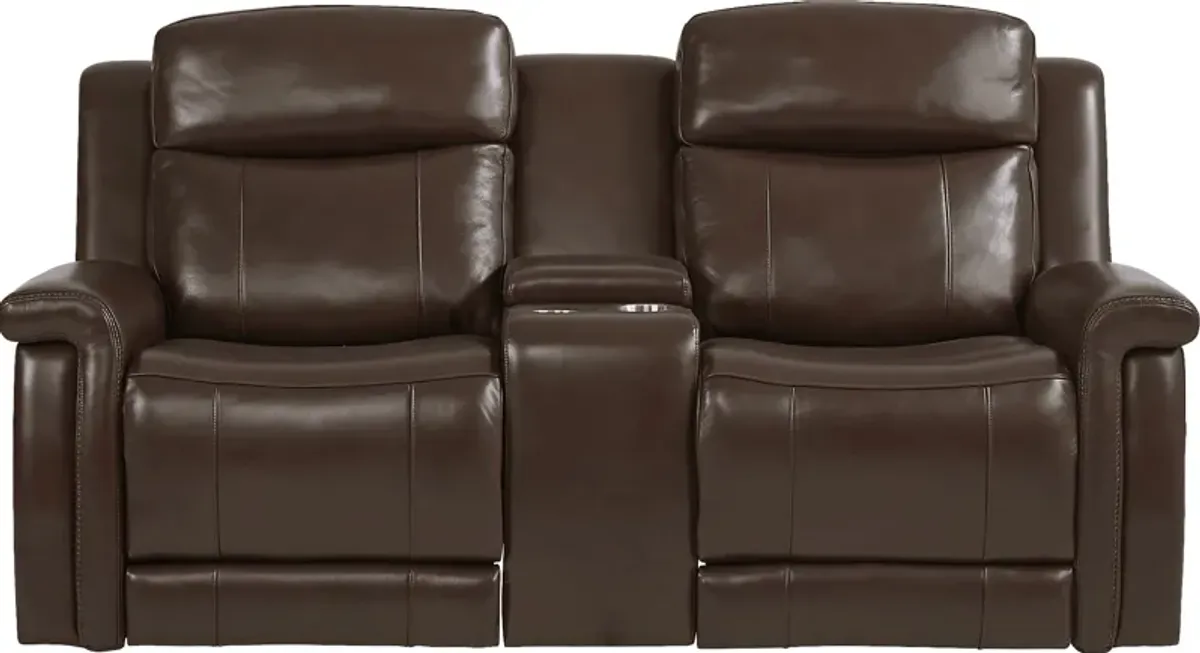 Orsini Brown Leather 8 Pc Dual Power Reclining Living Room