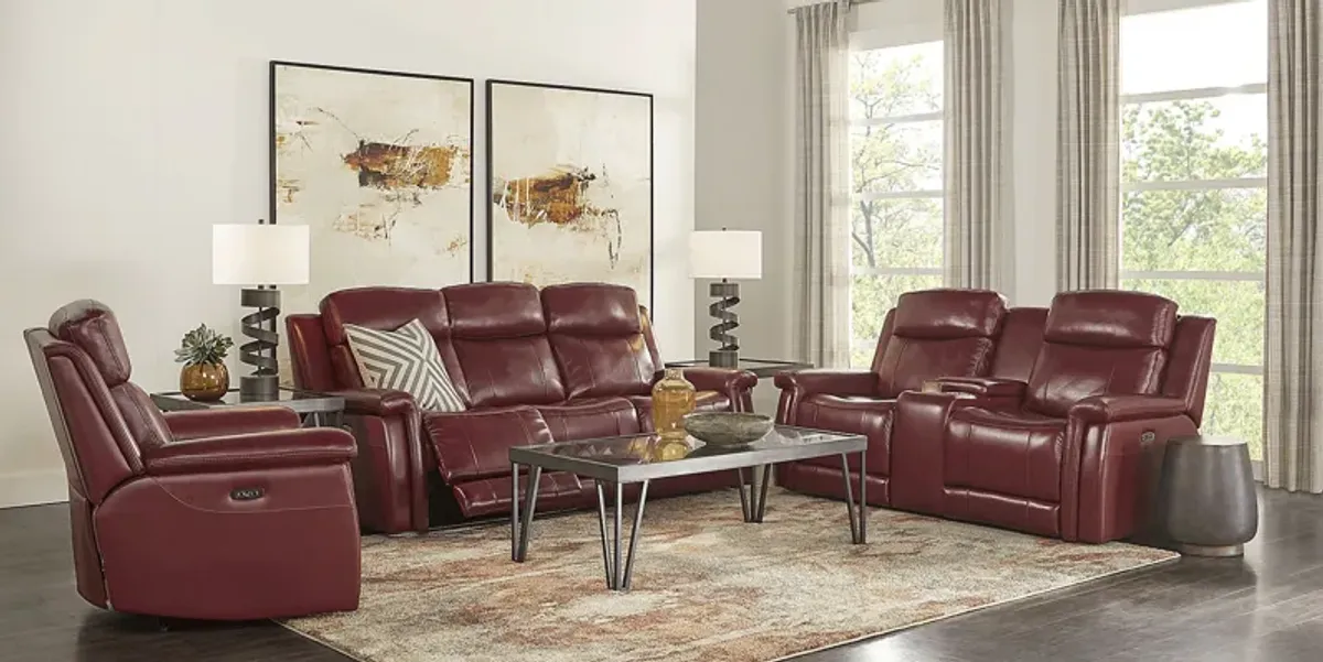 Orsini Red Leather 8 Pc Dual Power Reclining Living Room