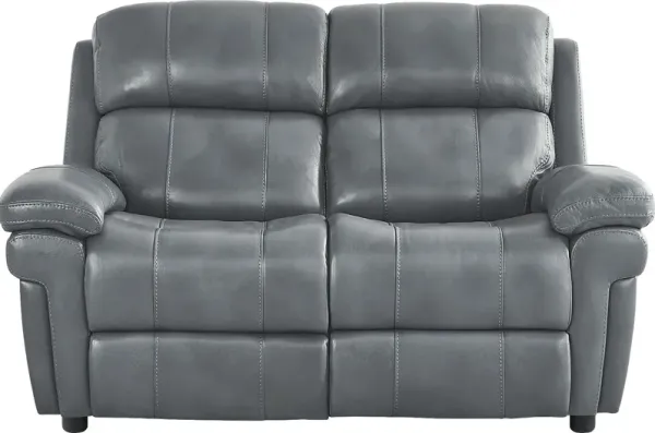 Trevino Lane Blue Leather Loveseat