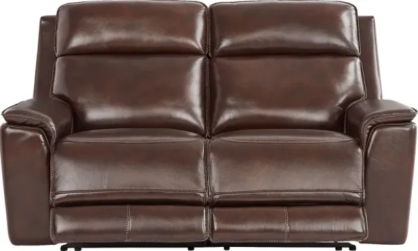 Magellan Chocolate Leather Reclining Loveseat