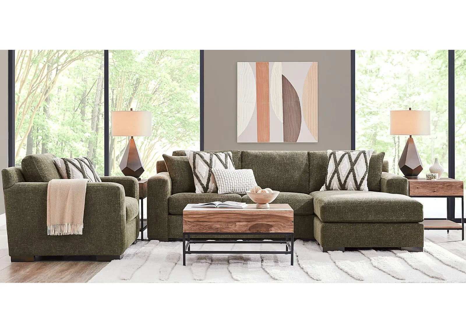 Melbourne Olive 4 Pc Sectional Living Room