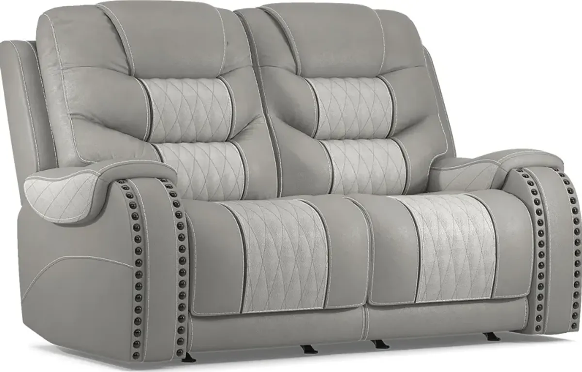 Headliner Gray Leather Loveseat