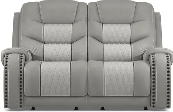 Headliner Gray Leather Loveseat