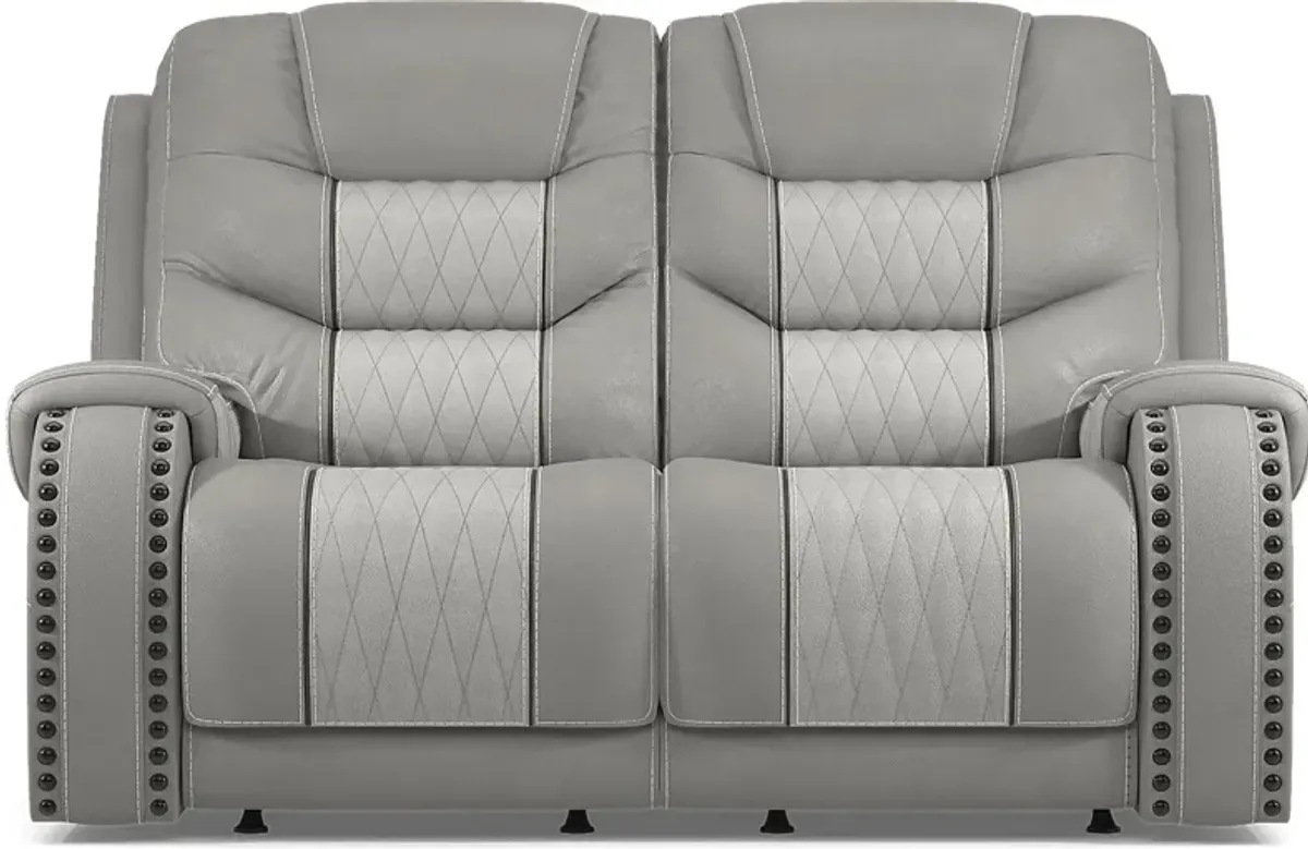 Headliner Gray Leather Loveseat