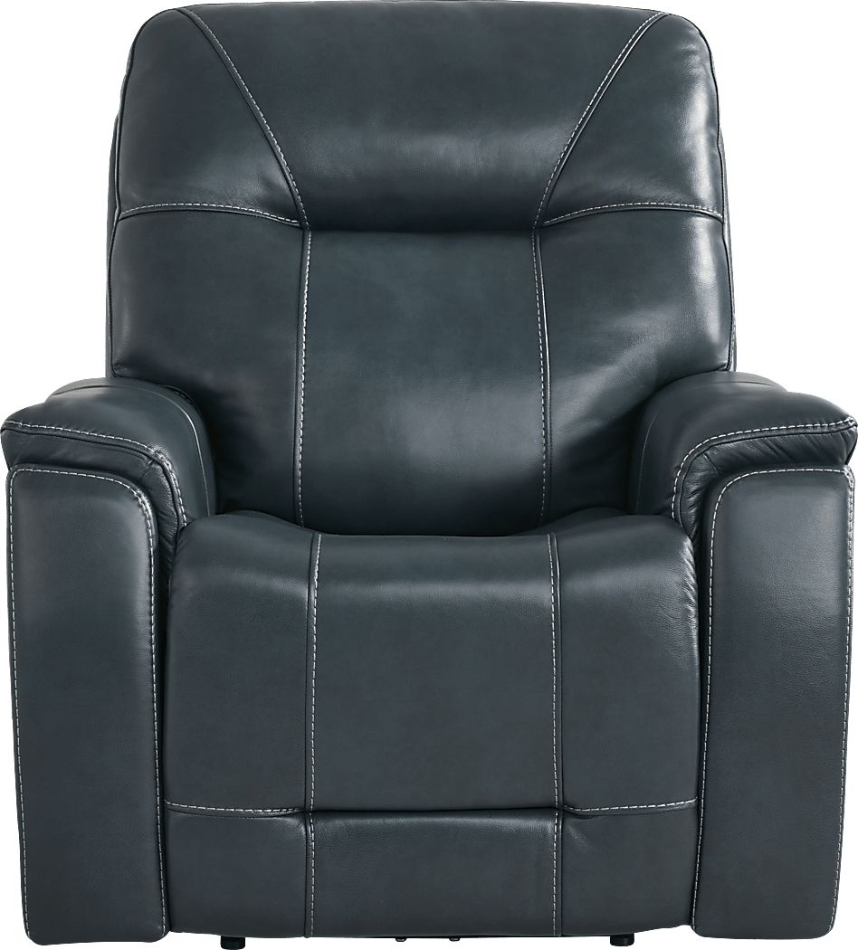 Matthews Cove Blue Leather Triple Power Recliner
