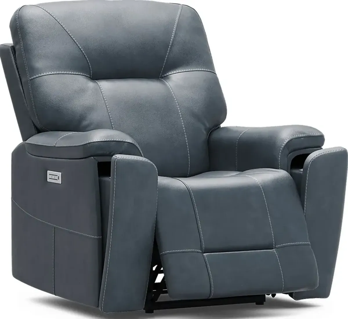 Matthews Cove Blue Leather Triple Power Recliner