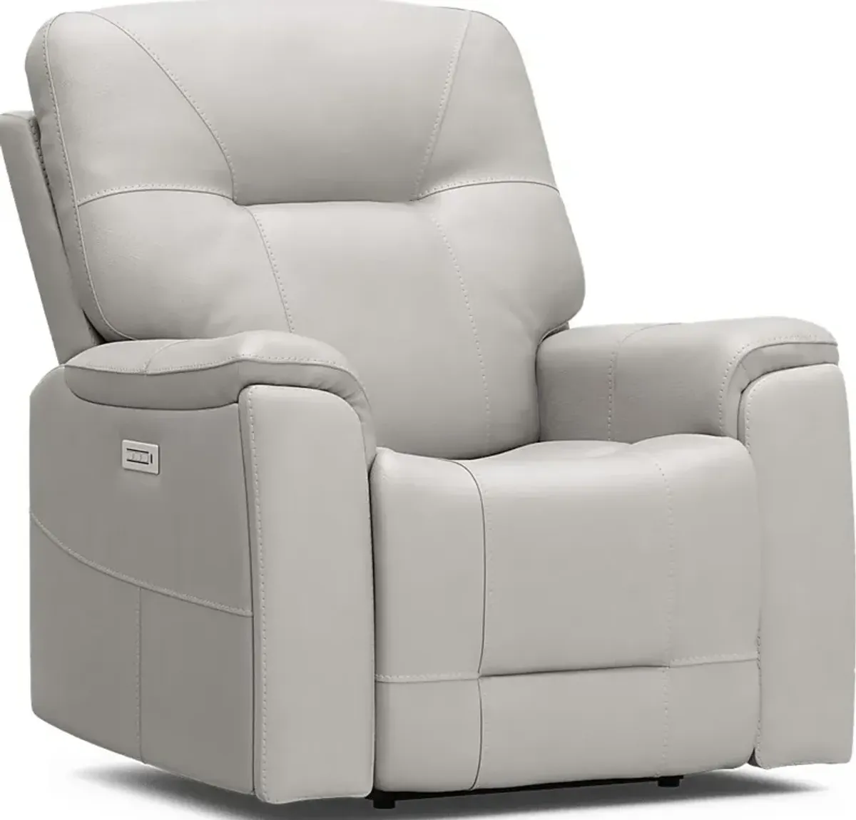 Matthews Cove Dove Gray Leather Triple Power Recliner