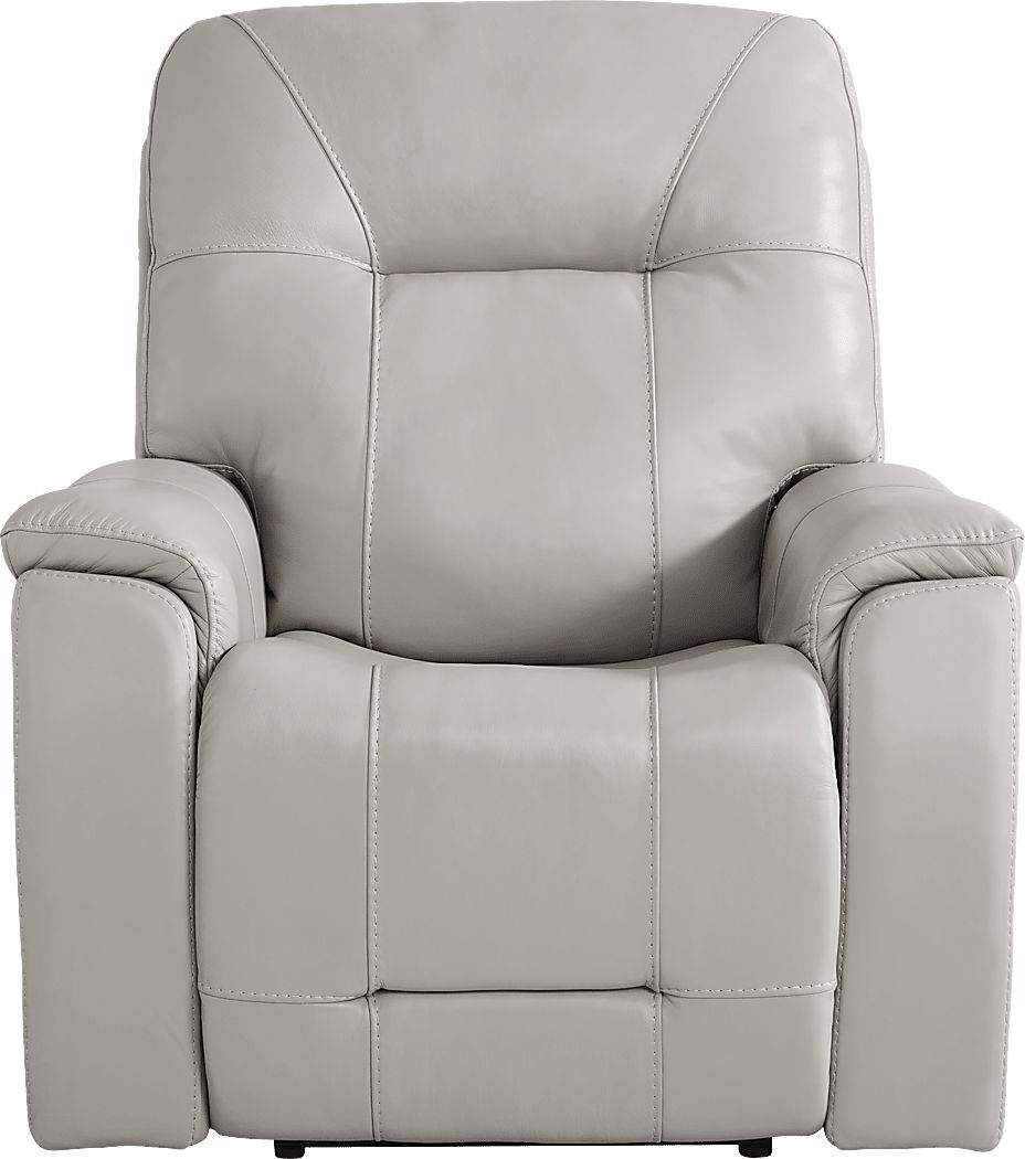 Matthews Cove Dove Gray Leather Triple Power Recliner