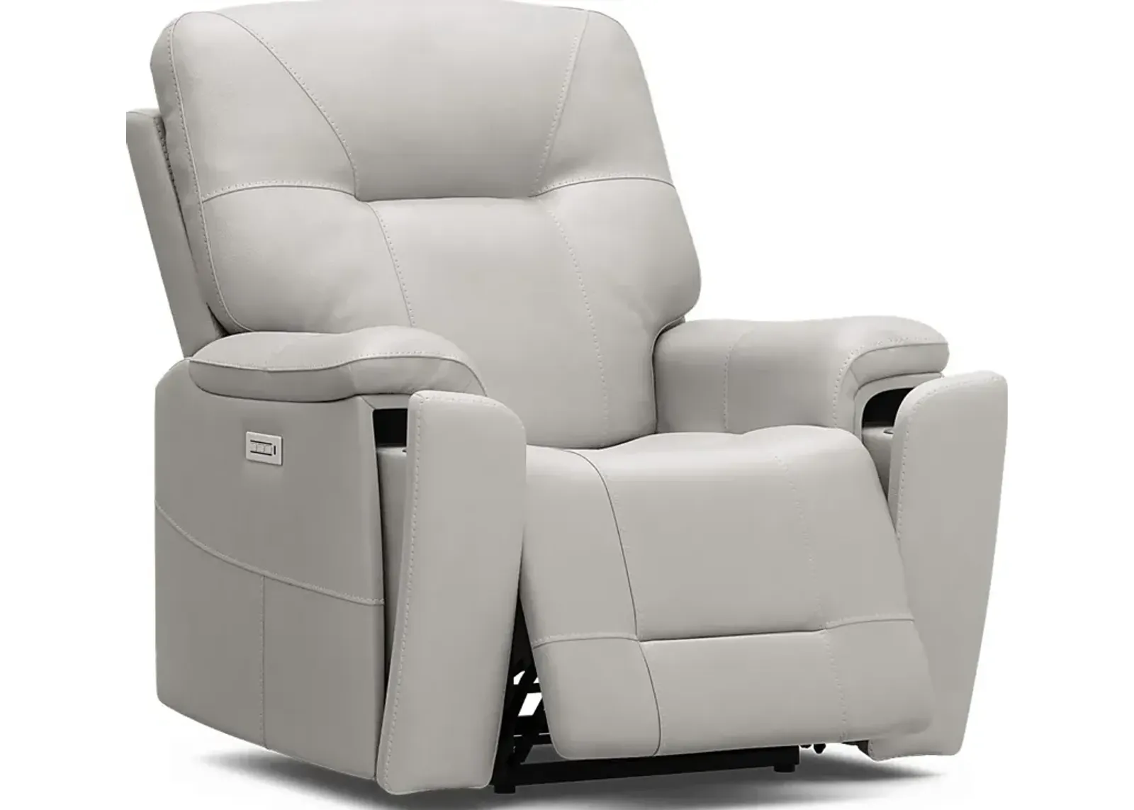 Matthews Cove Dove Gray Leather Triple Power Recliner