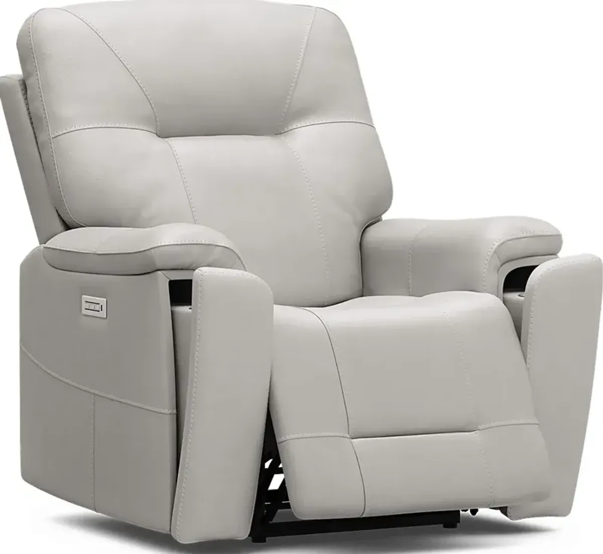 Matthews Cove Dove Gray Leather Triple Power Recliner