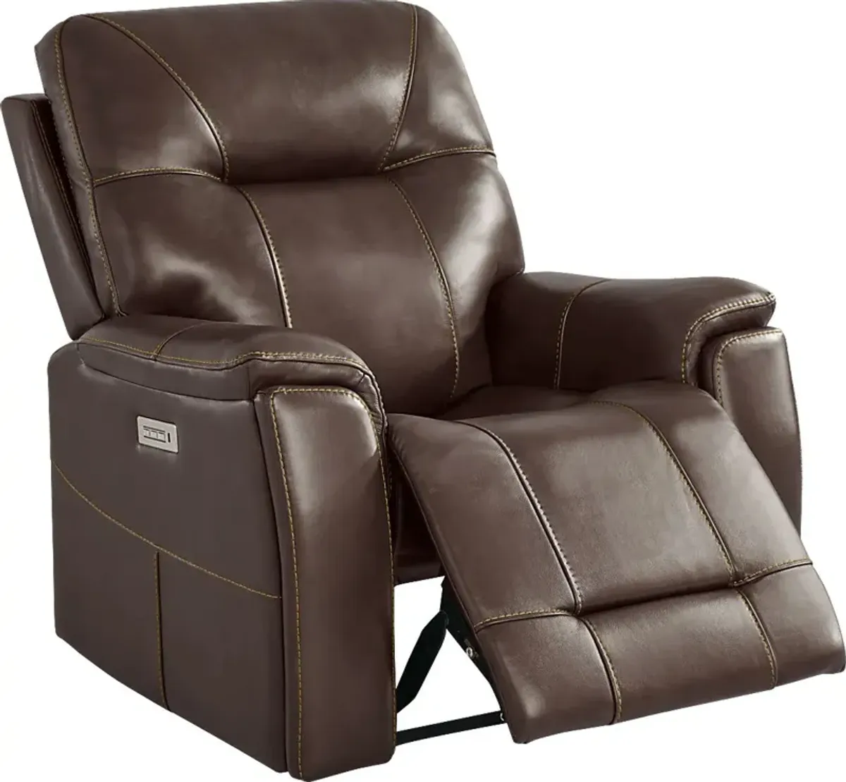 Matthews Cove Brown Leather Triple Power Recliner