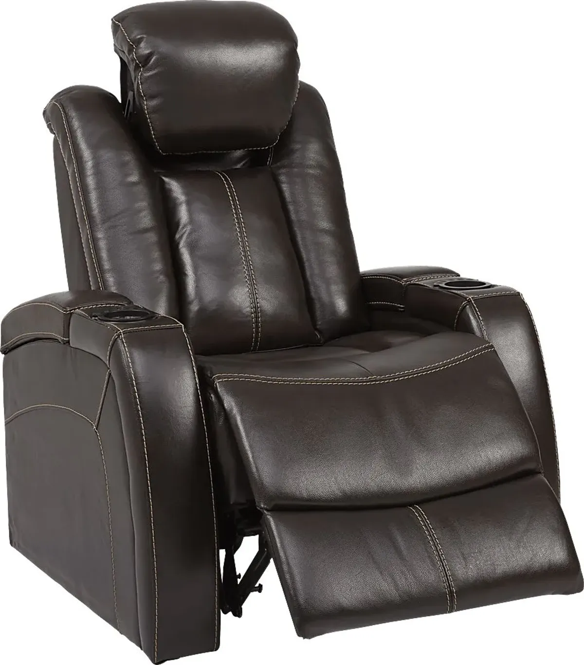 Moretti Brown Leather Dual Power Recliner