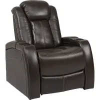 Moretti Brown Leather Dual Power Recliner