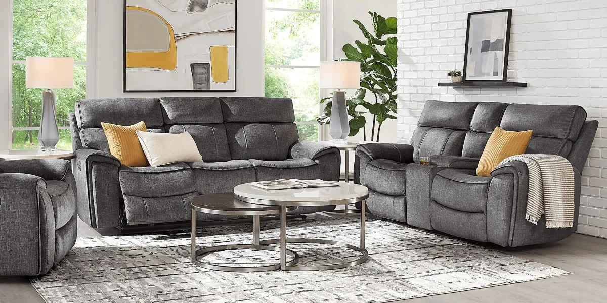 Bradshaw Place Dark Gray 5 Pc Living Room with Dual Power Reclining Sofa