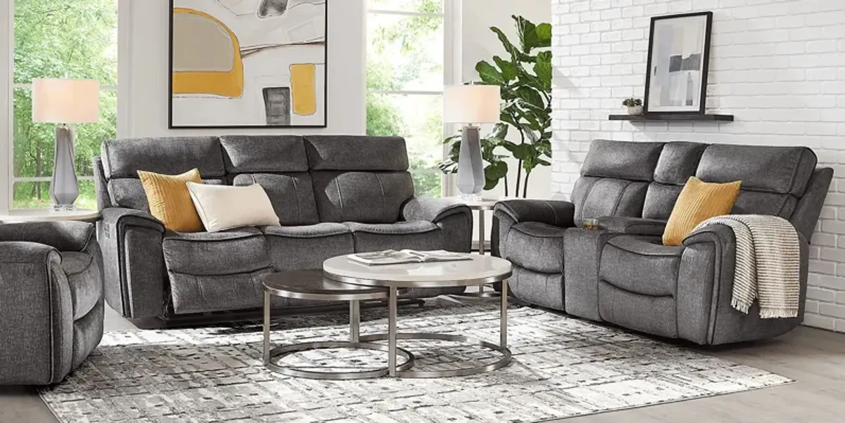 Bradshaw Place Dark Gray 5 Pc Living Room with Dual Power Reclining Sofa