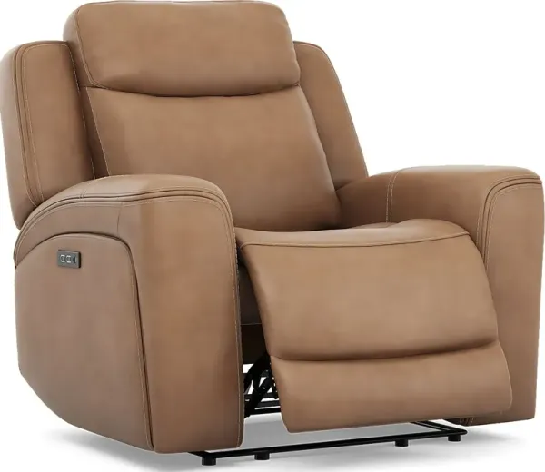 Davidson Caramel Leather Dual Power Recliner