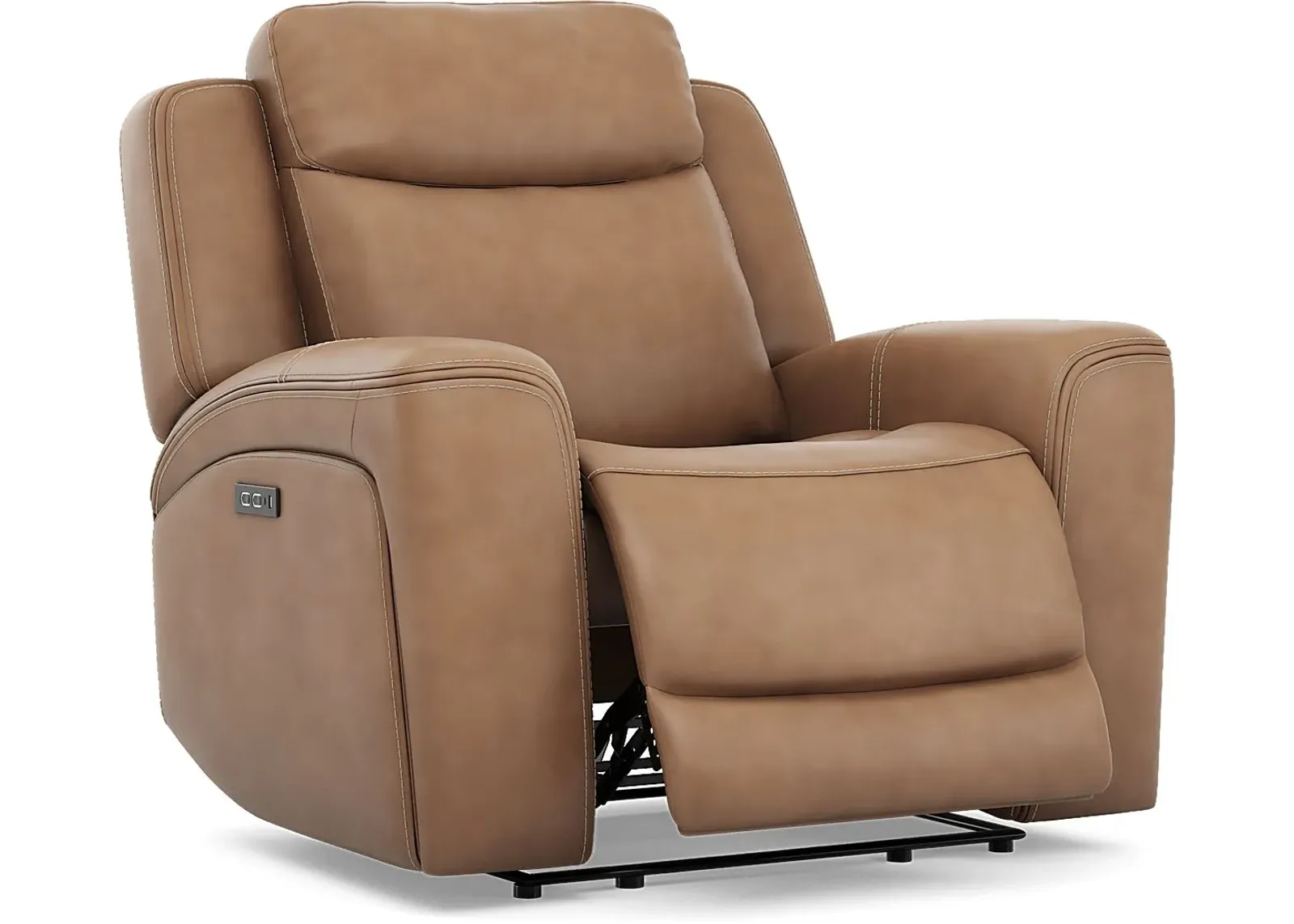 Davidson Caramel Leather Dual Power Recliner