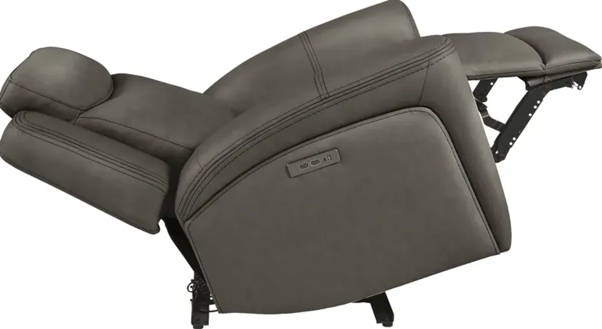 Davidson Dark Gray Leather Dual Power Recliner