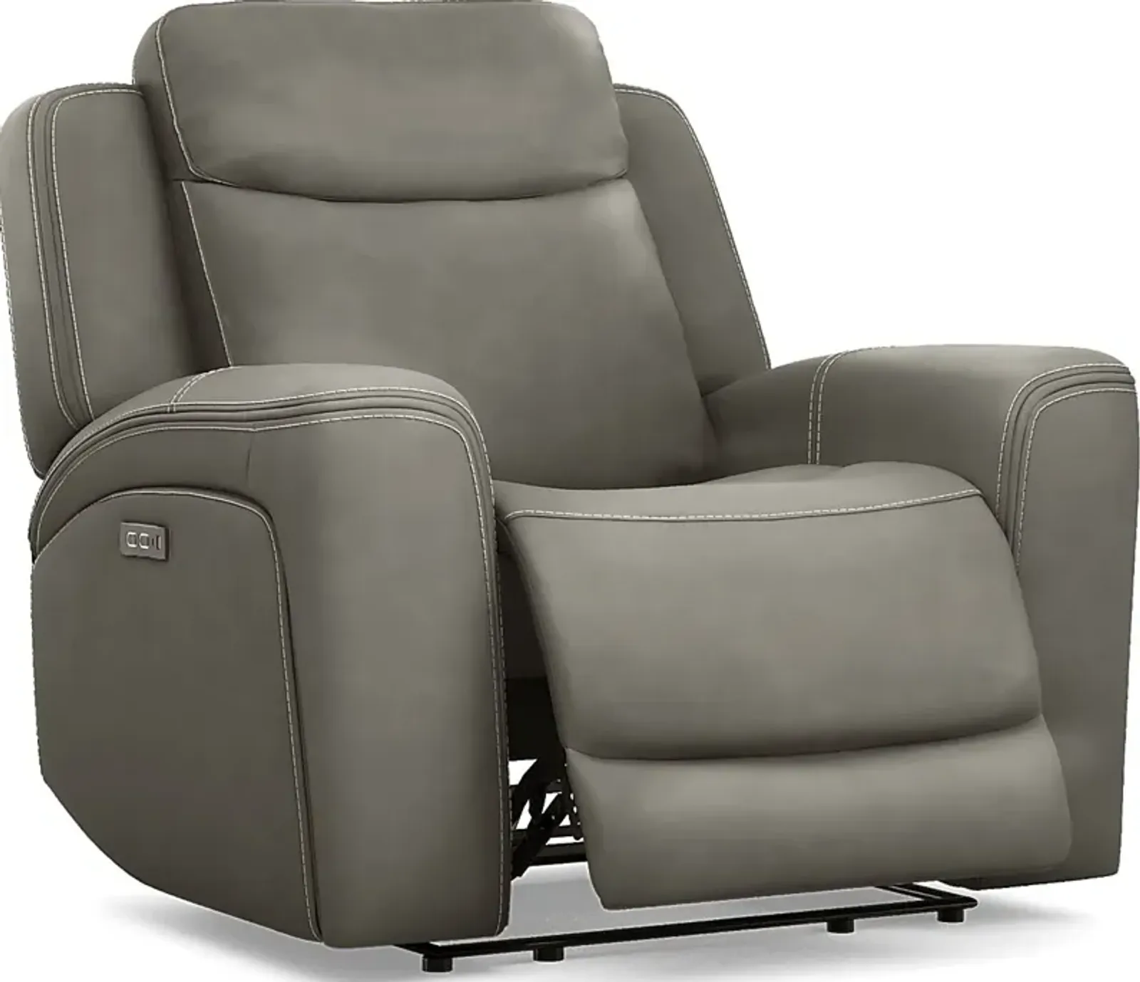 Davidson Dark Gray Leather Dual Power Recliner