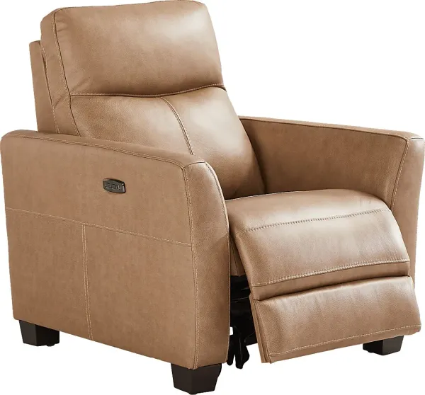 Maestro Sand Leather Dual Power Recliner