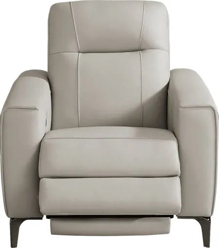 Parkside Heights Gray Leather Dual Power Recliner