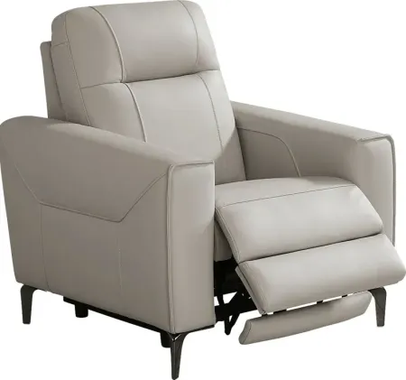 Parkside Heights Gray Leather Dual Power Recliner