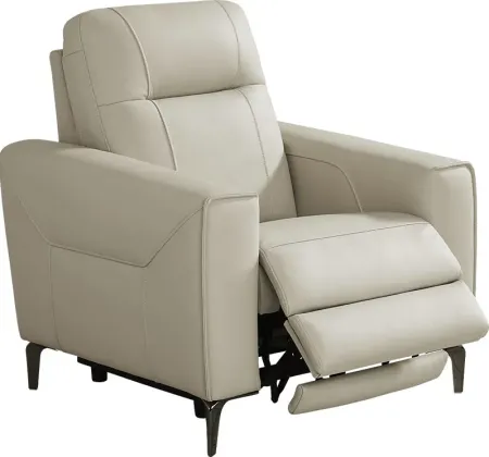 Parkside Heights Beige Leather Dual Power Recliner