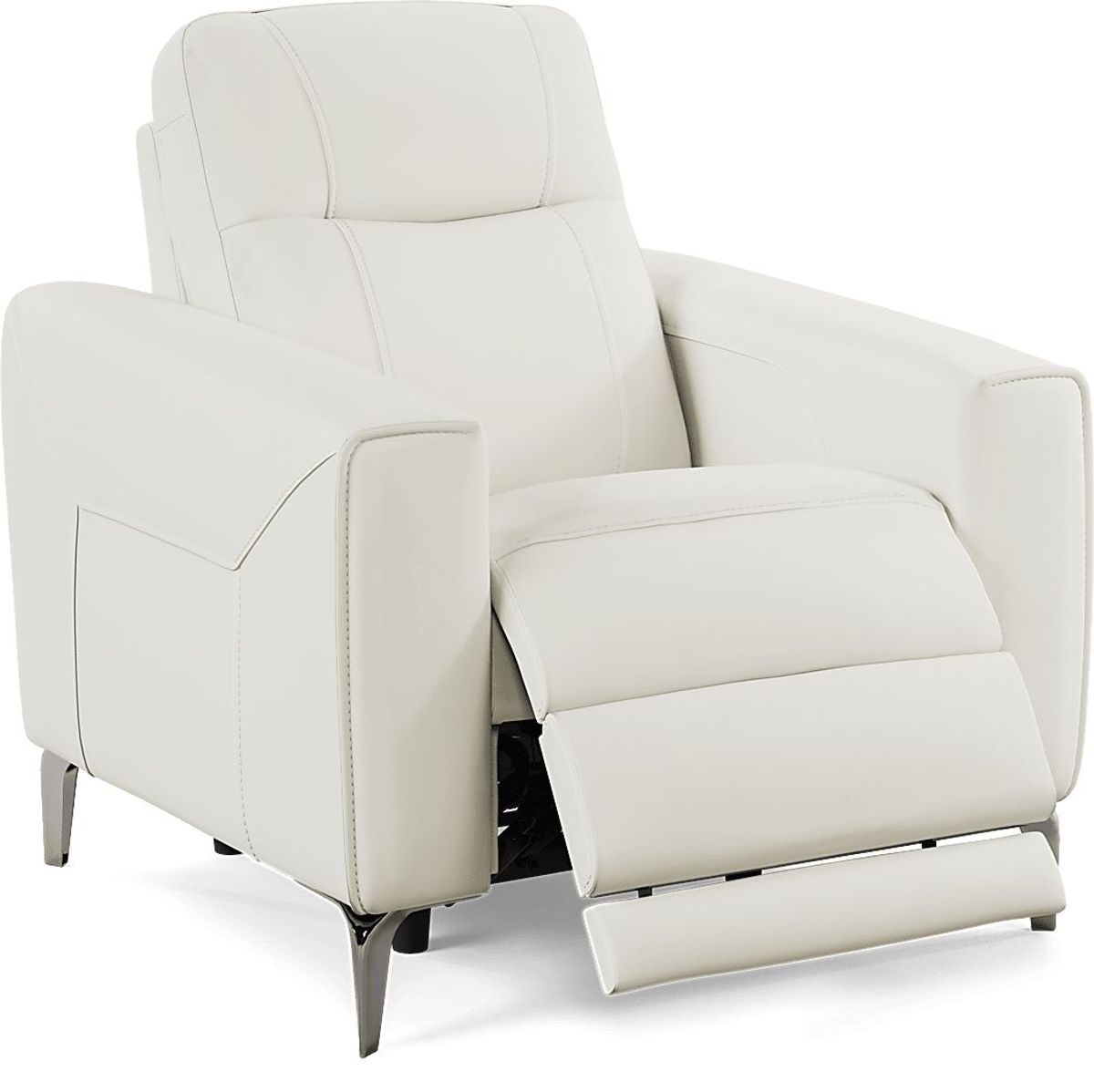 Parkside Heights White Leather Dual Power Recliner