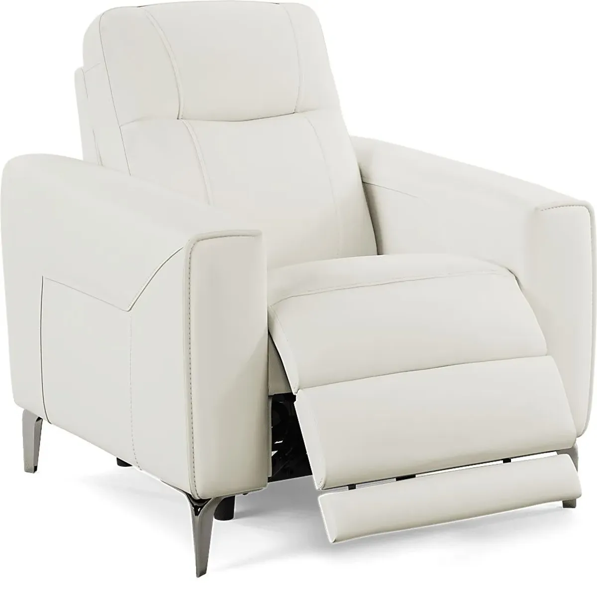Parkside Heights White Leather Dual Power Recliner