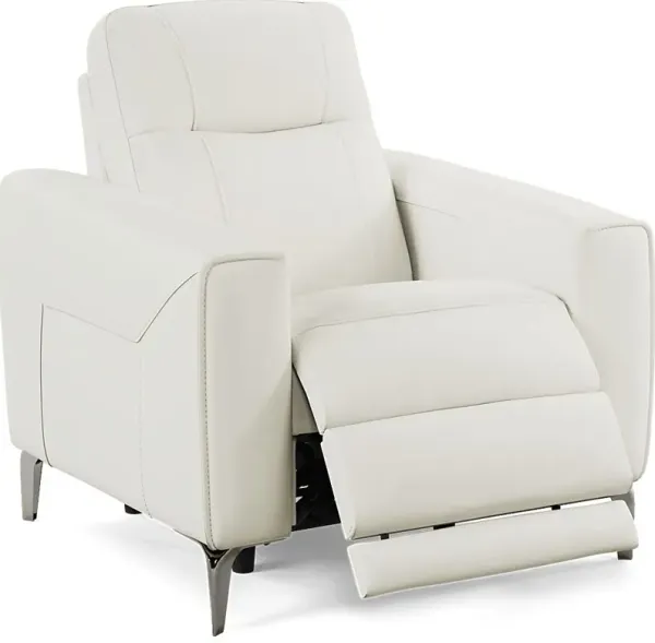 Parkside Heights White Leather Dual Power Recliner