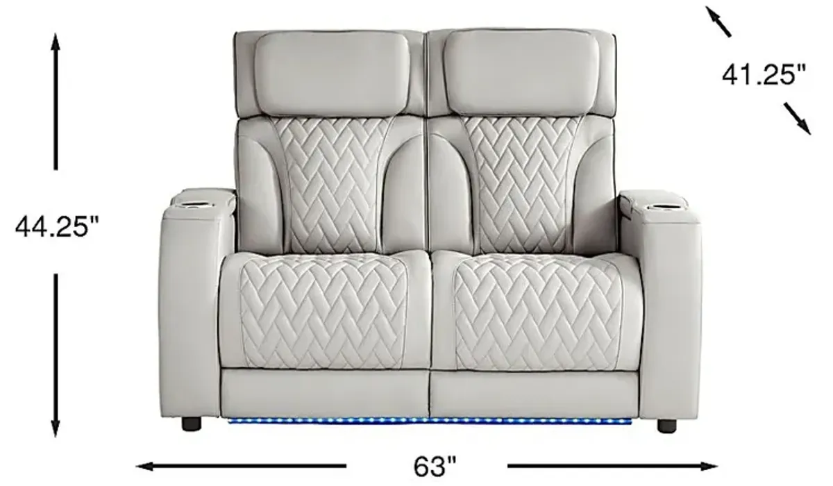 Port Royal Gray Leather Loveseat