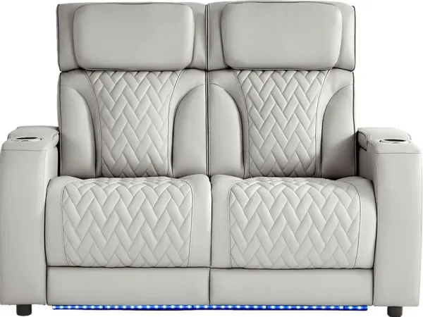 Port Royal Gray Leather Loveseat