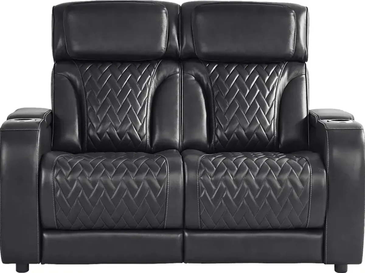 Port Royal Midnight Leather Loveseat