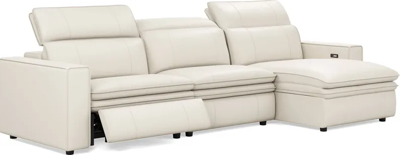Santorini Ice Leather 3 Pc Dual Power Reclining Sectional