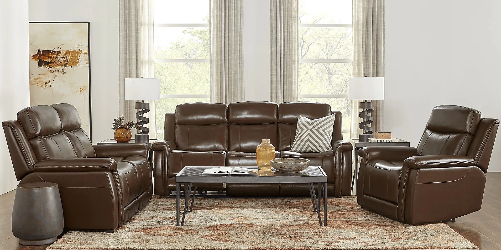 Orsini Brown Leather Loveseat