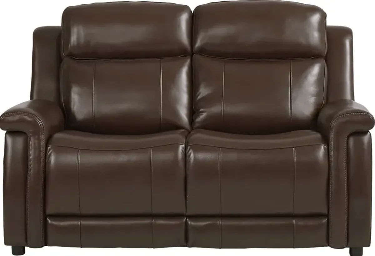 Orsini Brown Leather Loveseat