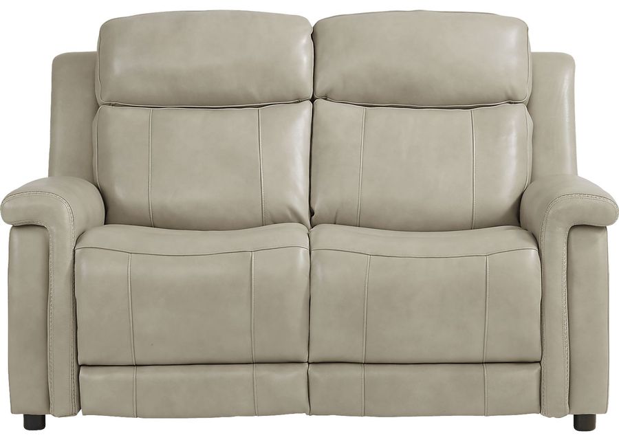 Orsini Beige Leather Loveseat