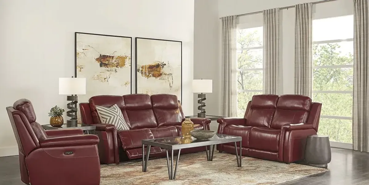 Orsini Red Leather Loveseat