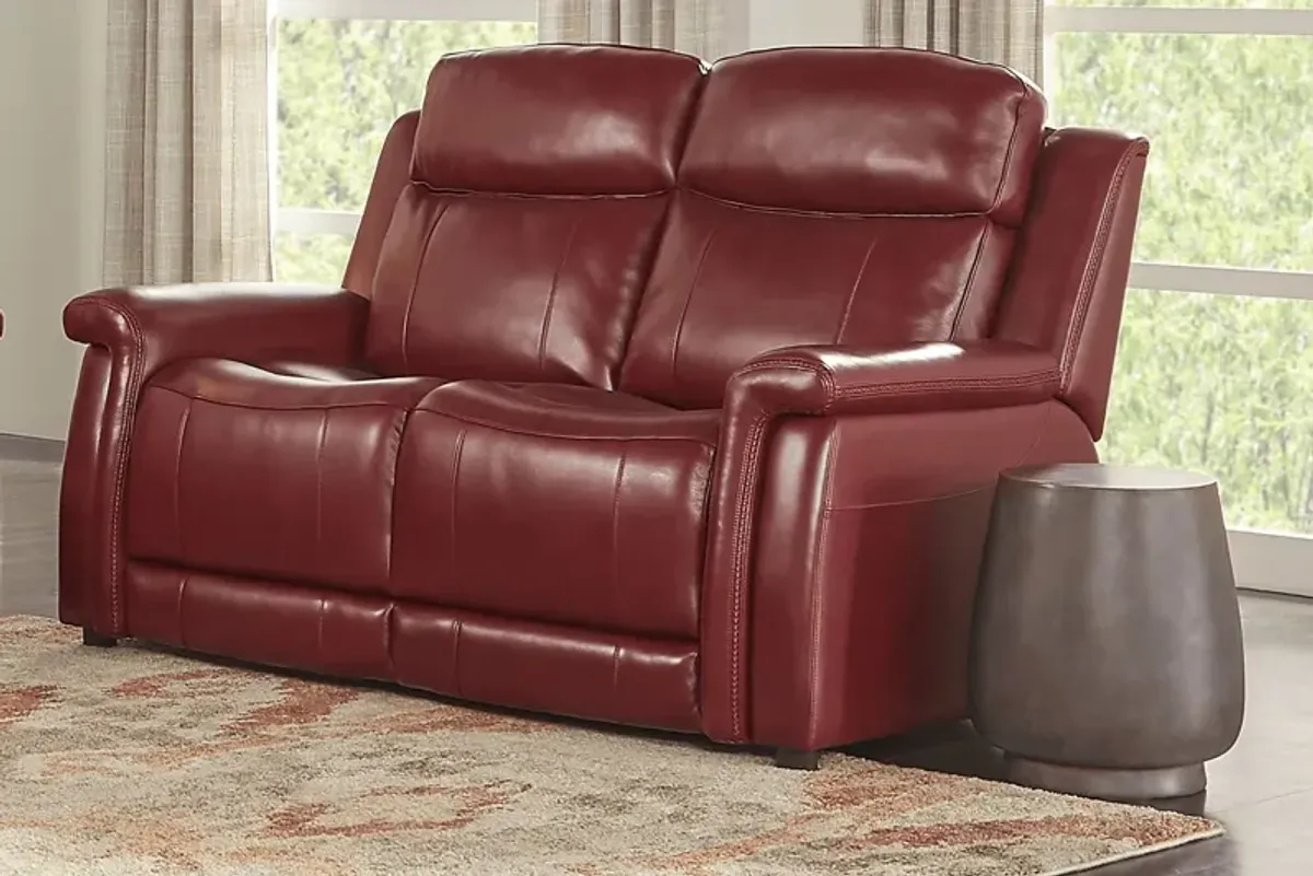 Orsini Red Leather Loveseat