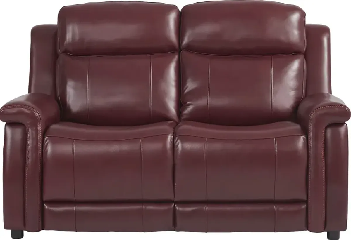 Orsini Red Leather Loveseat