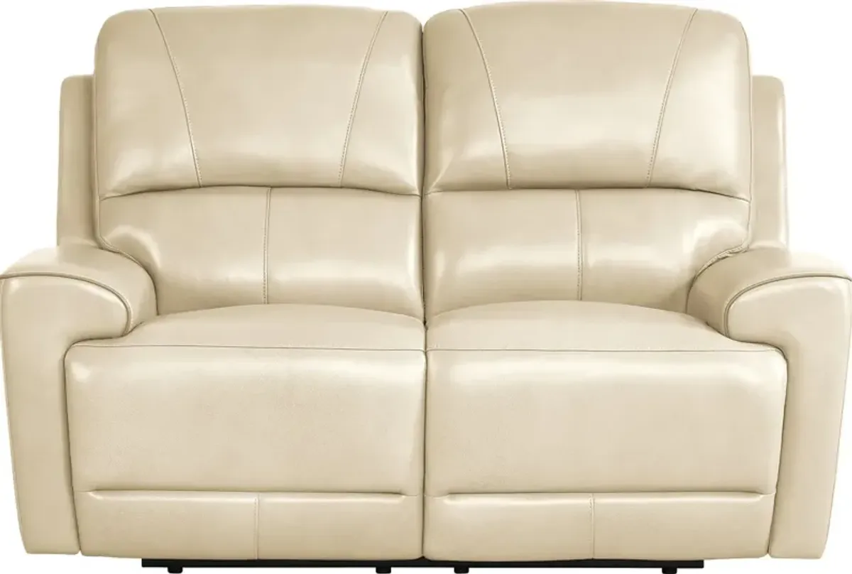Fremont Almond Leather Reclining Loveseat