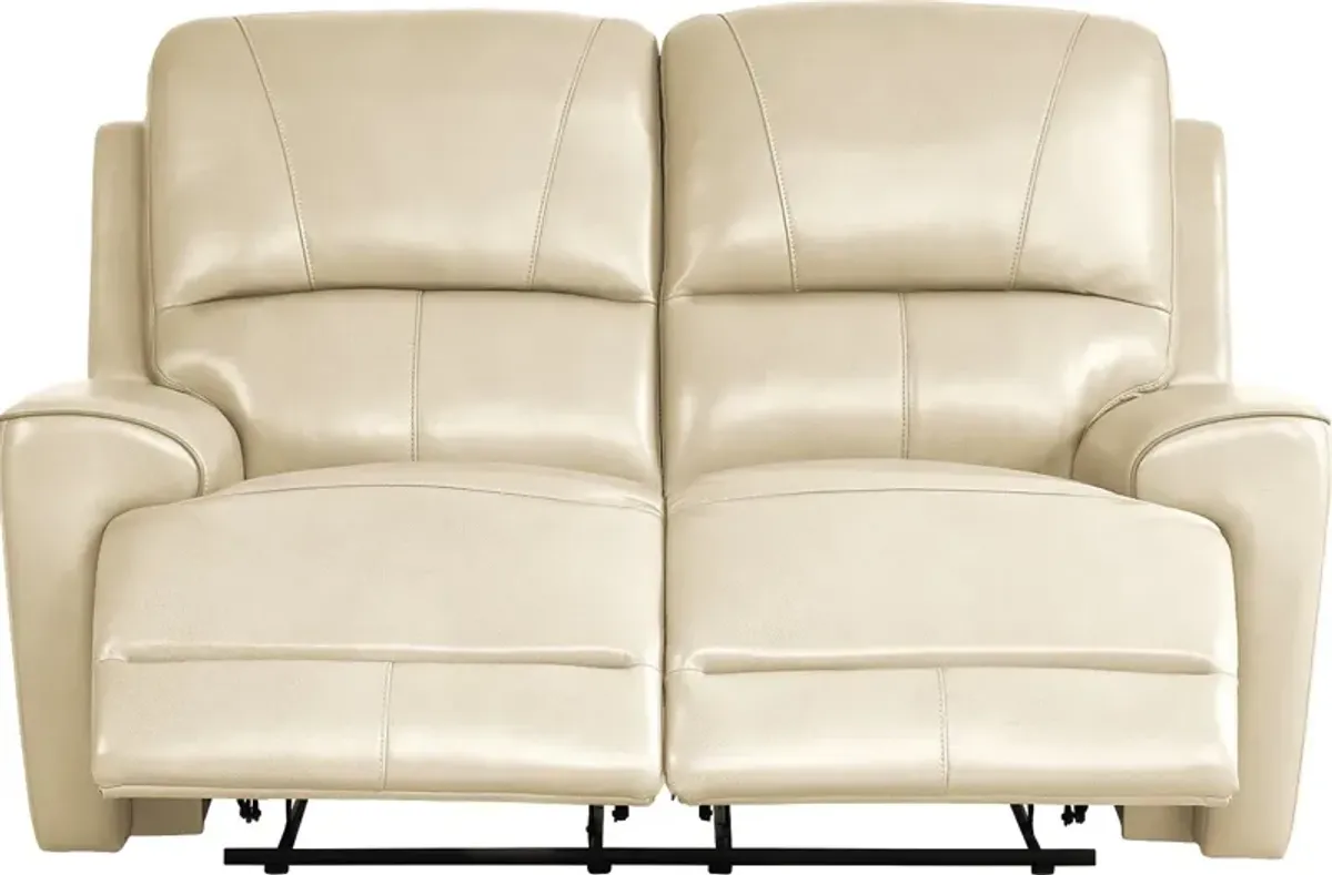 Fremont Almond Leather Reclining Loveseat