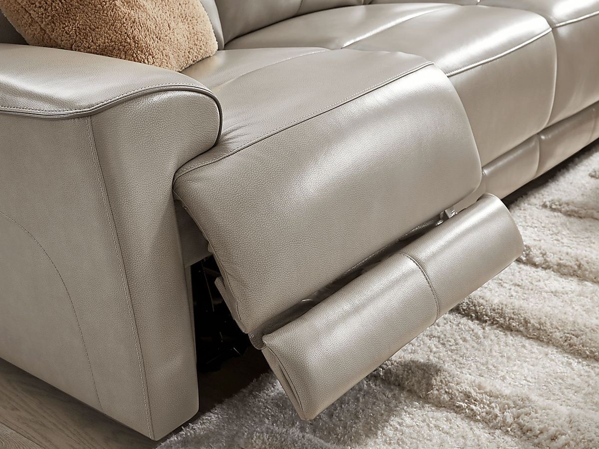 Fremont Gray Leather Reclining Loveseat