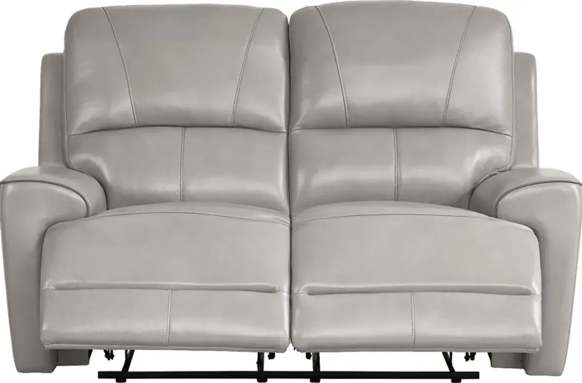 Fremont Gray Leather Reclining Loveseat