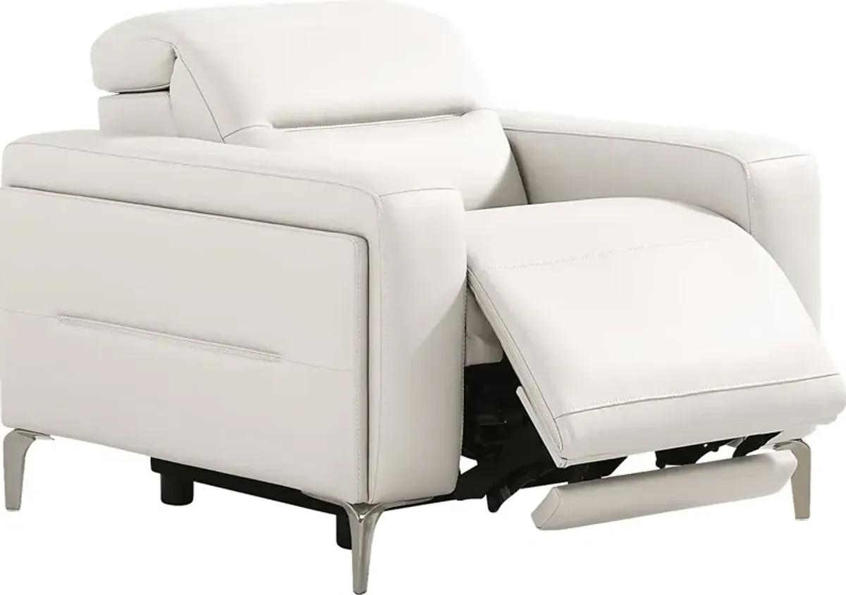 Amalfi White Leather Dual Power Recliner