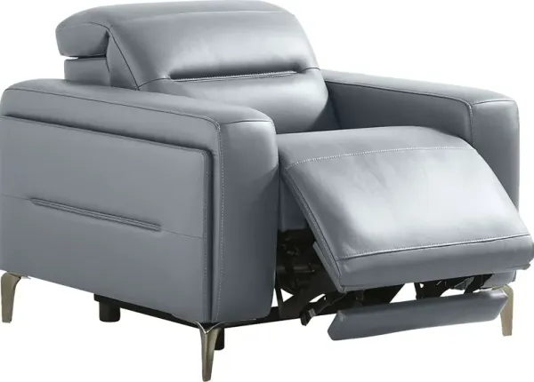 Amalfi Blue Leather Dual Power Recliner