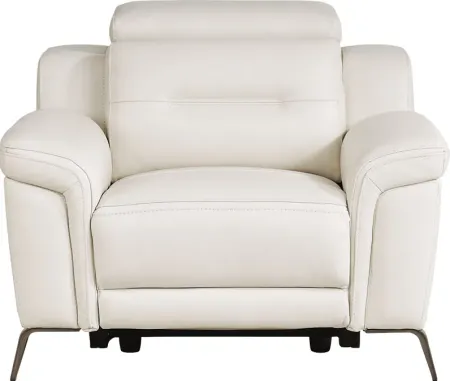 Castella Ivory Leather Dual Power Recliner
